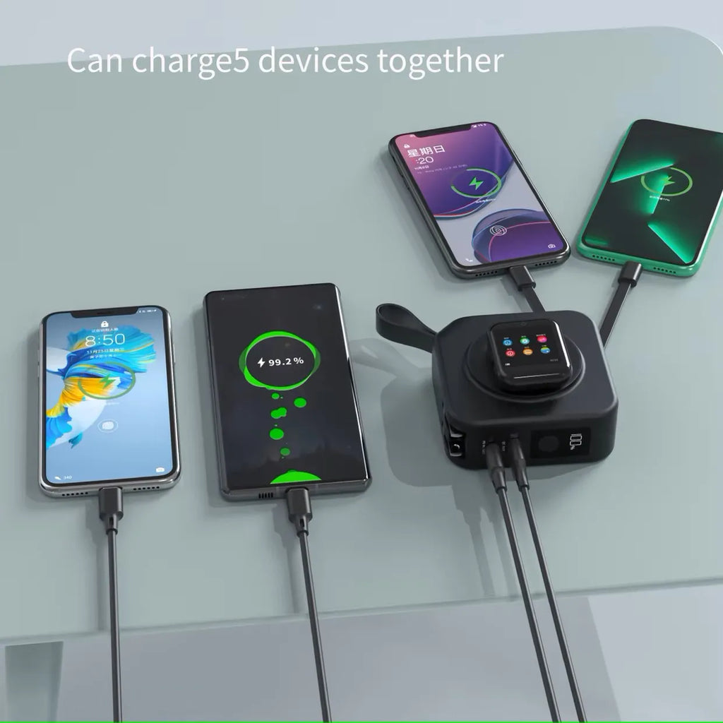 Wireless Powerbank Magnetic with Plug Cable Fast Charging Ugreen for IPhone15P External Spare Mobile Camping Qi2 3in1 Charger