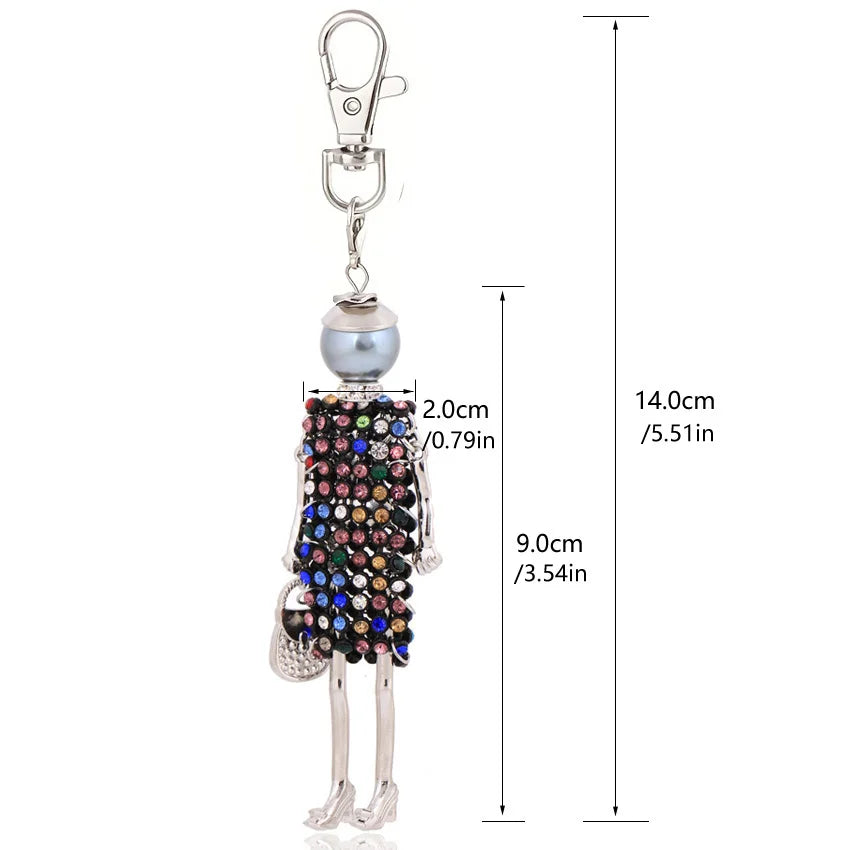 Keychain Cute Doll Car Key Women Bag Pendant Rhinestone Key Chain Holder Friend Christmas Wholesale