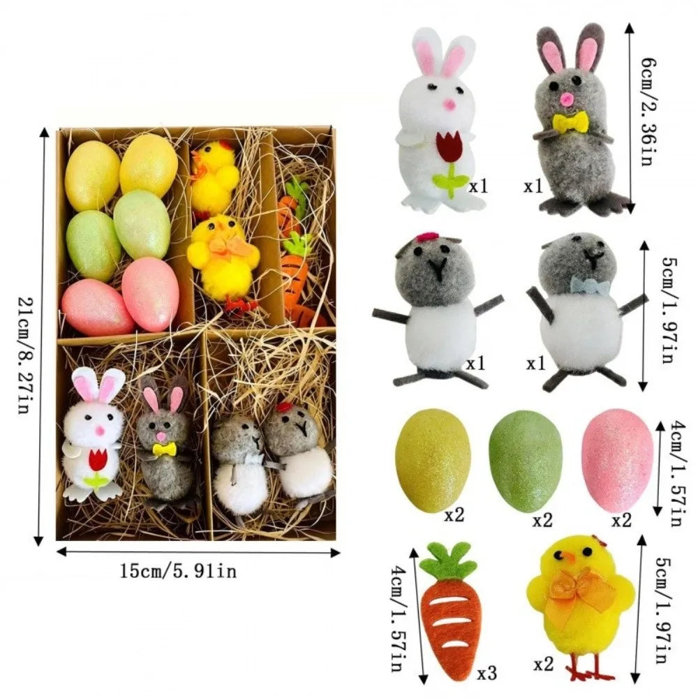 Fun Happy Easter Easter Eggs Chick Ornament Handmade Cute Bunny Chicken Realistic Rabbit Figurine DIY Decoration