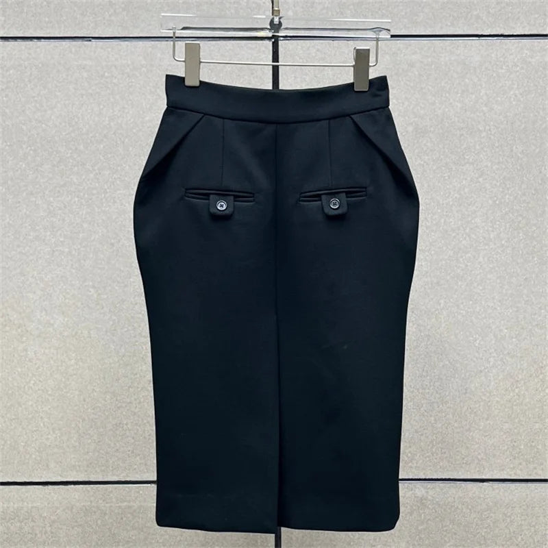 women's skirt New high waisted slim fit straight tube skirt for autumn 2026 Rear slit women's half skirt long skirt black skirt