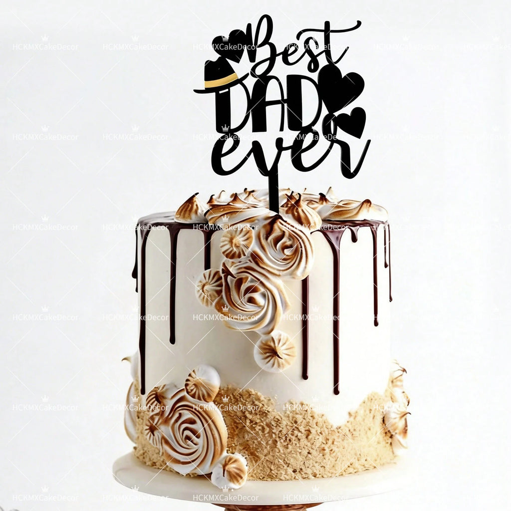 3pcs Happy Fathers Day Acrylic Cake Topper Set Best Dad Ever Cake Decor for Fathers Day Birthday Party Supplies