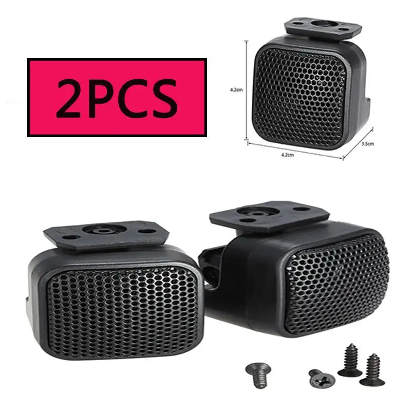 Black plastic 500w car tweeter dome speakers with hexagonal grille and mounting bracket for automotive audio