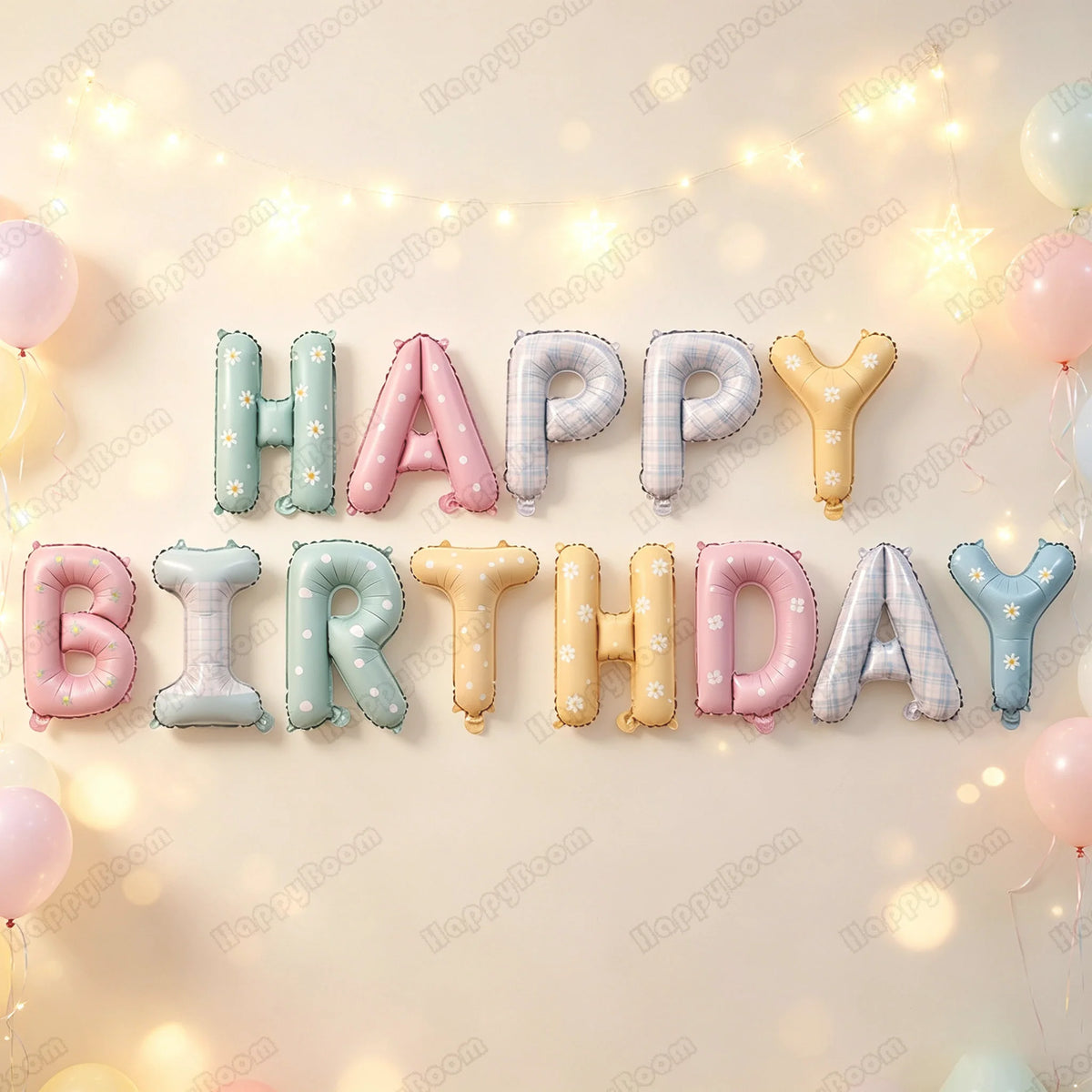 16Inch Happy Birthday Letter Balloons Set Daisy Flower Print Aluminum Film Balloon Birthday Party Decoration Supplies Party Prop