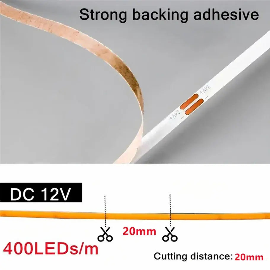 White led strip with strong backing adhesive 400 leds per meter dc 12v free dc head+2pin for diy home decor lamp