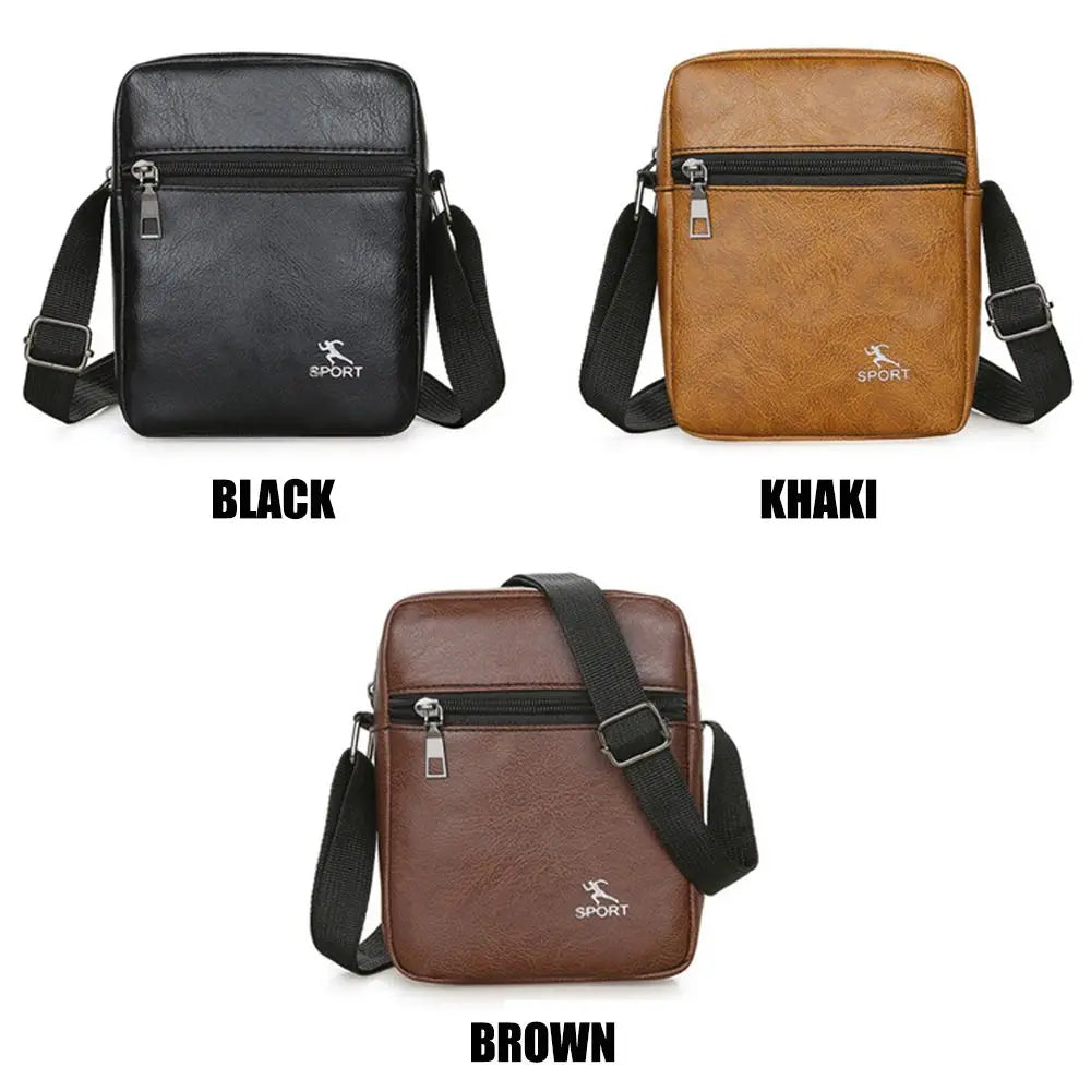 PU Leather Crossbody Messenger Bag For Men Office Worker Sling Shoulder Bags Travel Black Brown Khaki Handbags Small Totes