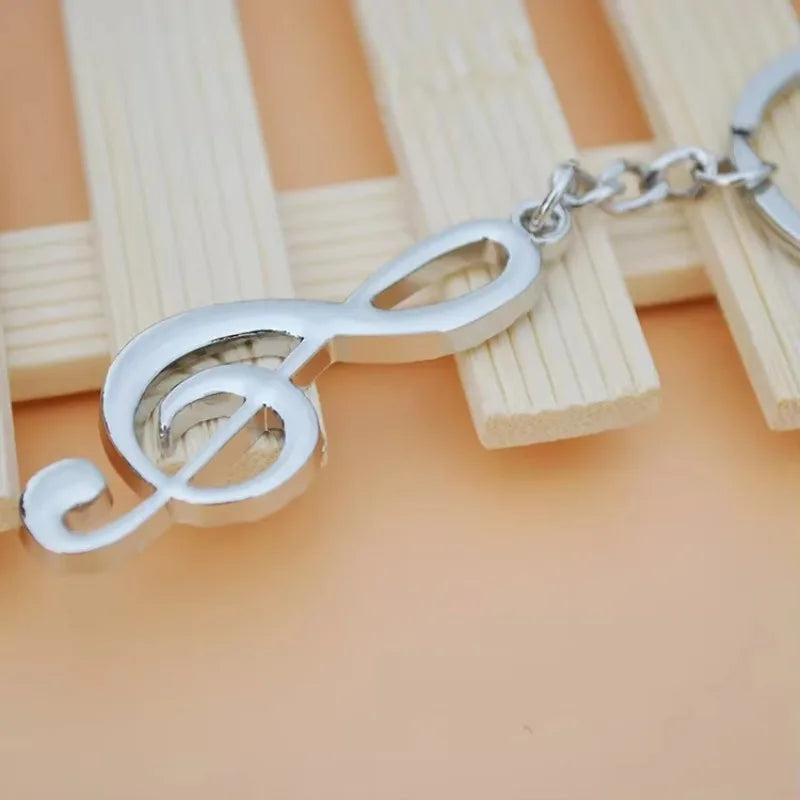 Music Note Keychains Key Ring Silver Plated Metal Musical Note Key Chain For Car Music Symbol Jewelry Accessory Wholesale