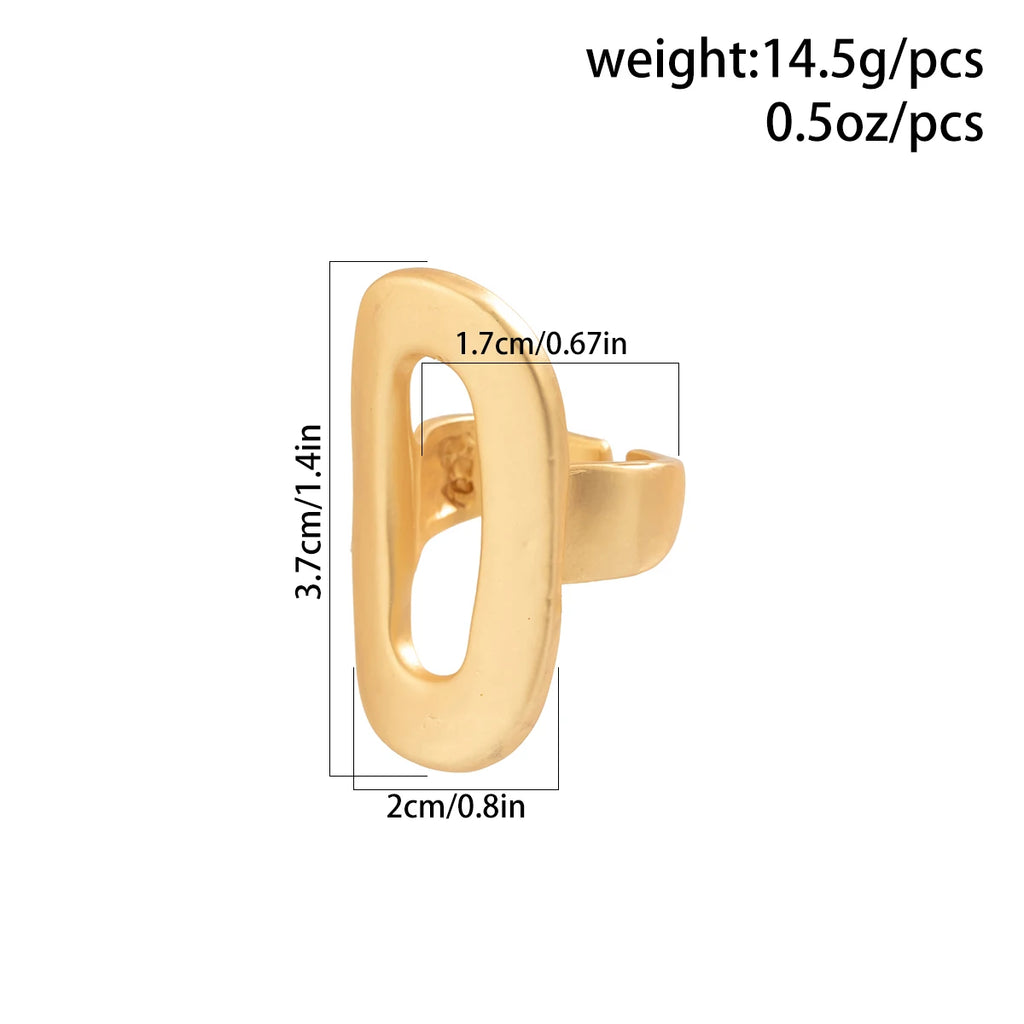 Exaggerated Big Hollow Out Geometric Oval Rings for Women Creative Adjustable Finger Matte Rings Fashion Statement Jewelry Girls