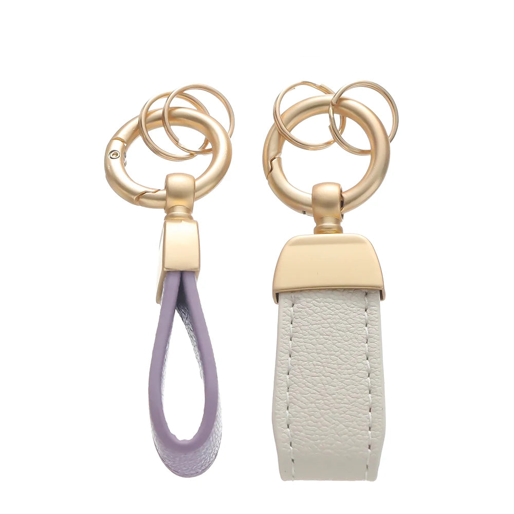 French Sheepskin Car Key Chain Women Men Delicate Leather Pendant High-end Keychain Lovely Leather Rope Key Holder Accessories