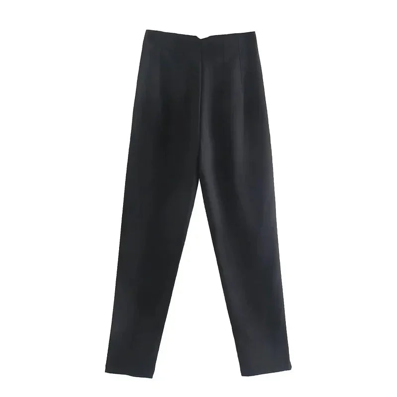 HXAO Office Wear Women'S Formal Pants Pleated High Waist Pants For Women Casual White Cropped Trousers Blackpink Woman Pants