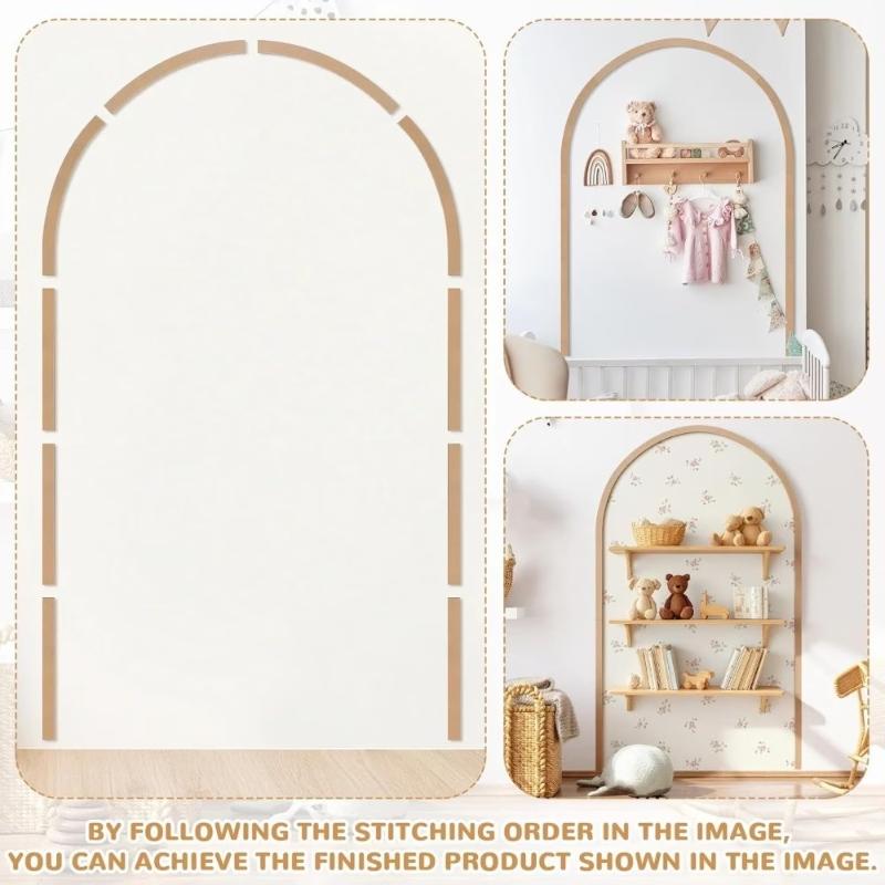 Light wood arched wall shelf with three tiers and scalloped decorative trim for diy home decor.