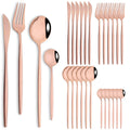 24pcs Stainless Steel Cutlery Set Knife Coffee Spoon Fork Dinnerware Set Mirror Durable Flatware Western Party Kitchen Tableware