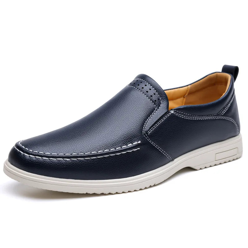 Men's Casual Leather Slip-On Shoes Comfortable Breathable Sports Footwear Fashionable Flat Men's Footwear
