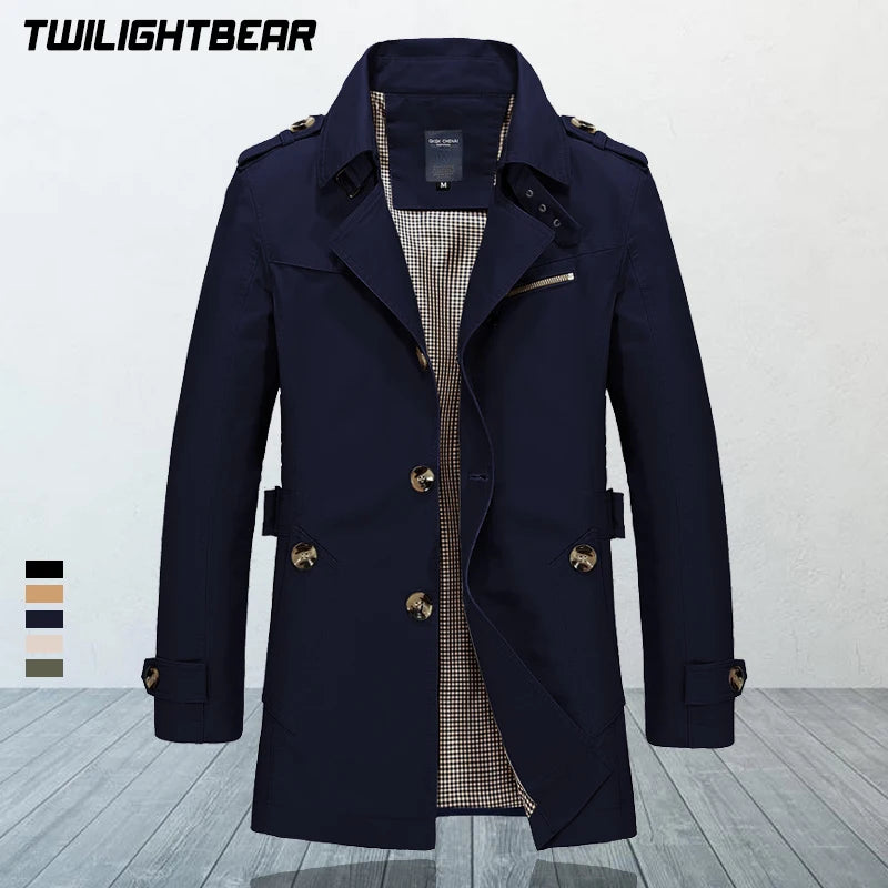 High Quality Men's Trench Coat Oversized Windbreaker Pure Cotton Business Casual Jacket Men Clothing Plus Size Overcoat 5XL