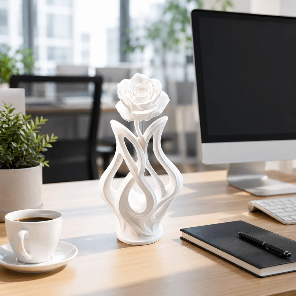Elegant Hollow Design Rose Sculpture Modern Style Scandinavian Style Abstract Art Ornament Figurine Art Ornament Home Decor