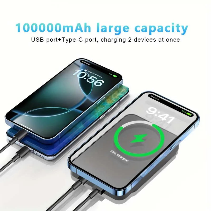 100000mAh Magnetic Powerbank Magnetic Power Bank Wireless Fast Charger For iPhone Backup Battery For Magsafe