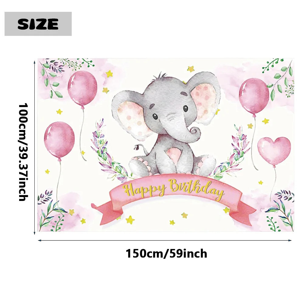 Elephant Baby Shower Photography Backdrop Blue Pink Boy Girl Gender Reveal Birthday Party Photo Deco Background Photocall Props