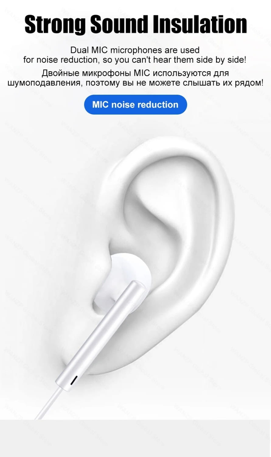 Type c wired in-ear earphones white with a sleek metallic finish and thin cable extending from the base.