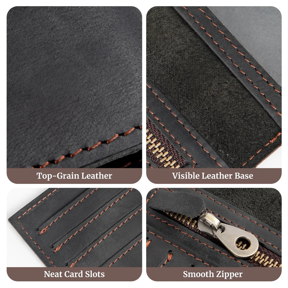 All-in-One Leather Passport Holder - Travel Wallet with Zipper & Card Slots, Durable Document Organizer for Trips & Business