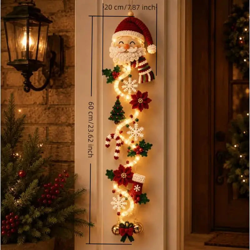 Lighted Christmas Wall Decor Glowing Holiday Scene Hanging Ornament for Home Xmas Party Festival Decoration