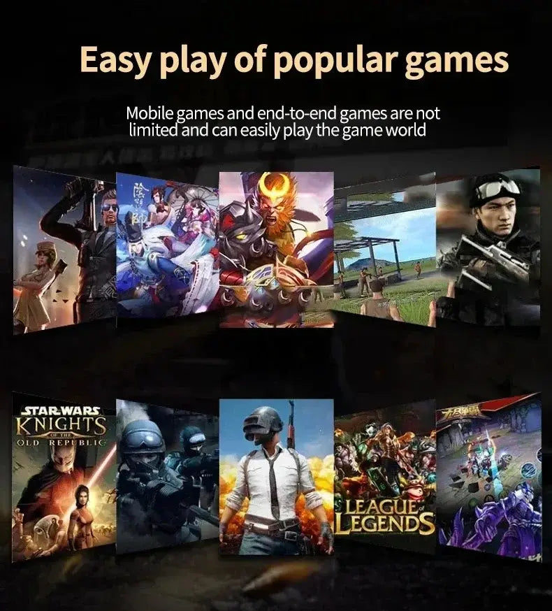 This advertisement displays a wired in-ear gaming headset with mic in red, featuring popular mobile and PC games including Star Wars Knights of the Old Republic, PUBG Mobile, and League of Legends.