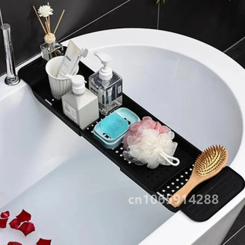 Bathtub Shelf Extendable Bathroom Bathtub Tray Shower Caddy Bamboo Bath Tub Rack Towel Book Holder Storage Organizer Accessories