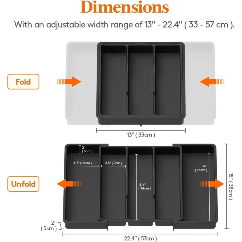 Kitchen Silverware Drawer Organizer Expandable Utensil Tray Adjustable for Spoons Forks Knives Flatware and Cutlery Organizer