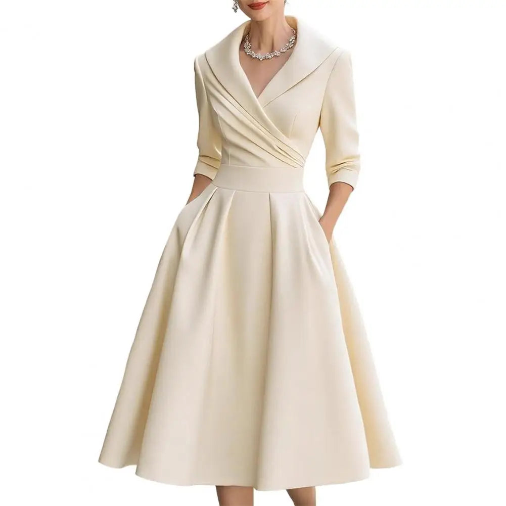 Elegant Women Blazer Dresses Business Office Midi Blazer Dress Women's Lapel V Neck Work Dress A Line Swing Dress Formal