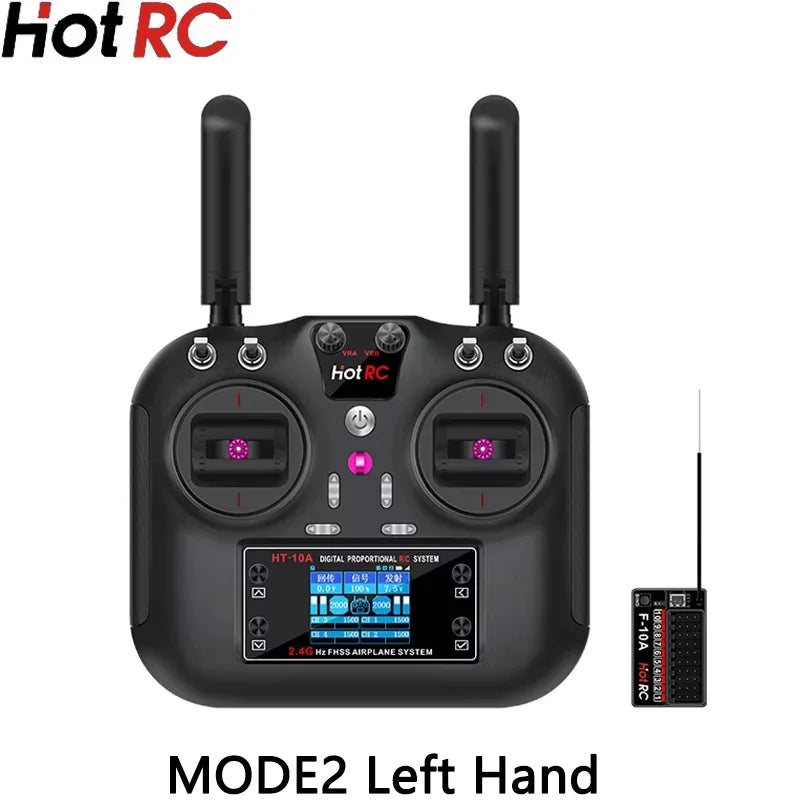 HOTRC HT-10A 10 Channel Color Screen Remote Control Suitable For Remote Control Of Model Aircraft And Car Models Drone FPV