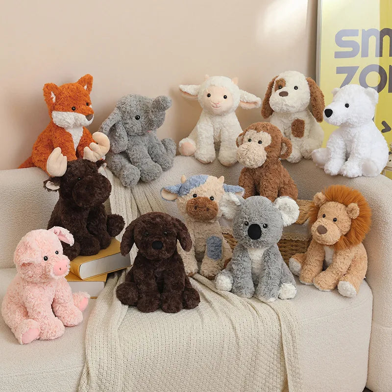 Animal Plush Toys Lion Koala Elephant Fox Sheep Reindeer Bear Stuffed Doll Toys Hobbies Collection Home Decor Toys Birthday Gift