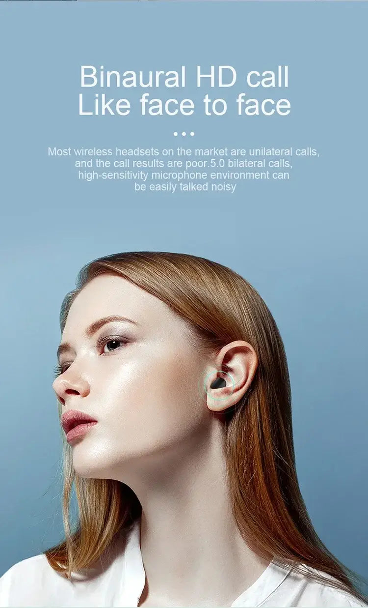 Schwarze In-Ear kabellose Bluetooth-Ohrhörer mit Touch-Steuerung und schlankem, minimalistischem Design zur Verwendung als Sport-Headset
