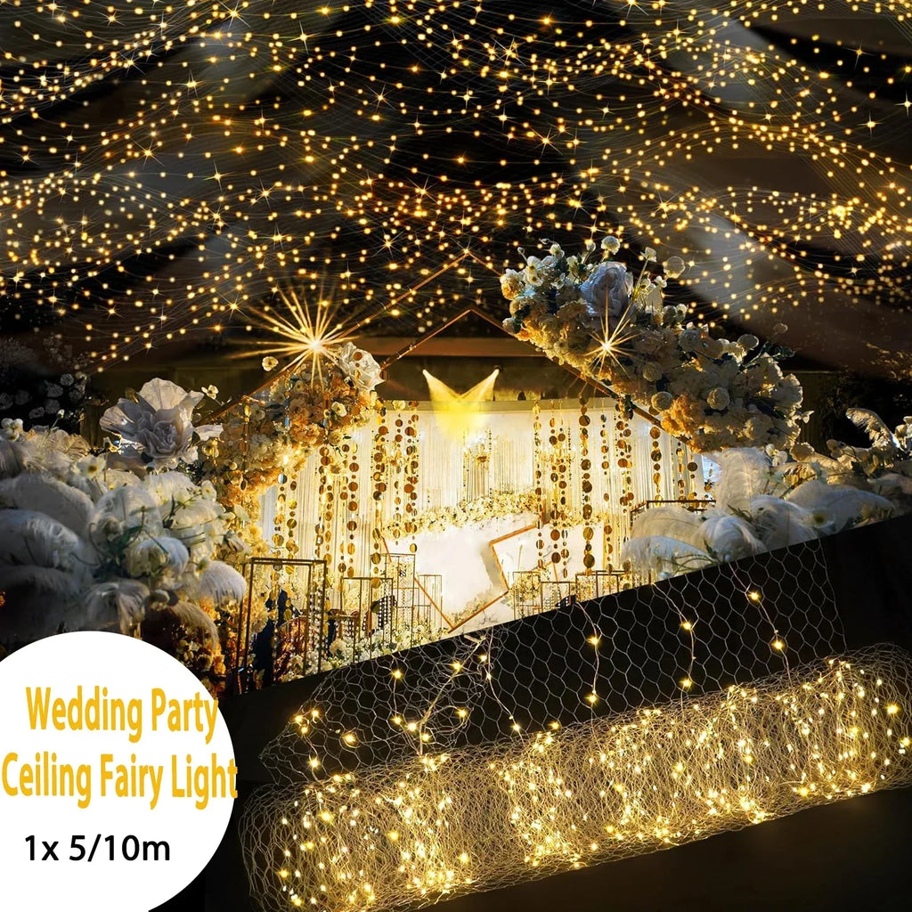 Wedding LED Decorative Light String DIY Atmosphere Light Festival Party Christmas Decoration Starry Sky Mesh Light Shaped Lamp