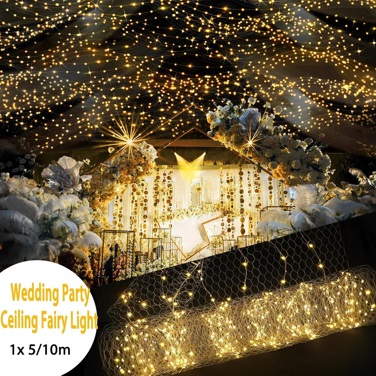 Wedding LED Decorative Light String DIY Atmosphere Light Festival Party Christmas Decoration Starry Sky Mesh Light Shaped Lamp