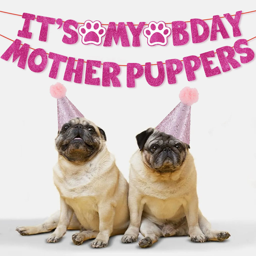 It's My Bday Motherpuppers, Funny Dog Birthday Banner, Paw Party Bunting Sign, Puppy Dog Pennant Decor