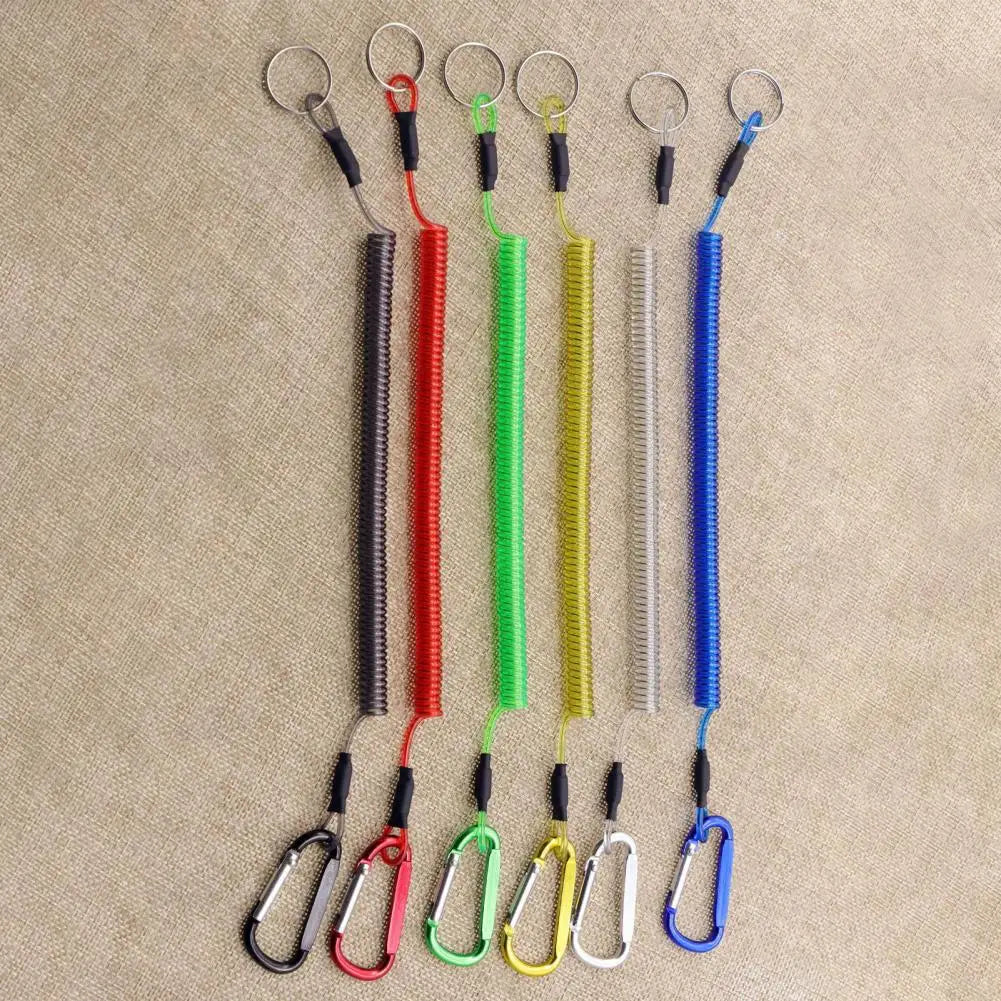 Keychains Anti-lost Rope Retractable with Keyring Carabiner Theftproof Coiled Spring Fishing Pliers Anti-lost Safety Lanyard