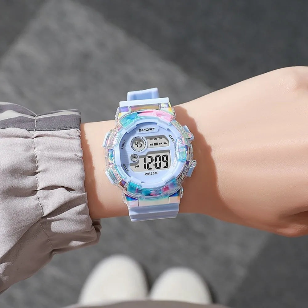 Waterproof Sports Kids Watches Night Light Alarm Clock Function Sports Clock Luminous Dial Digital Wristwatch Boys Girls