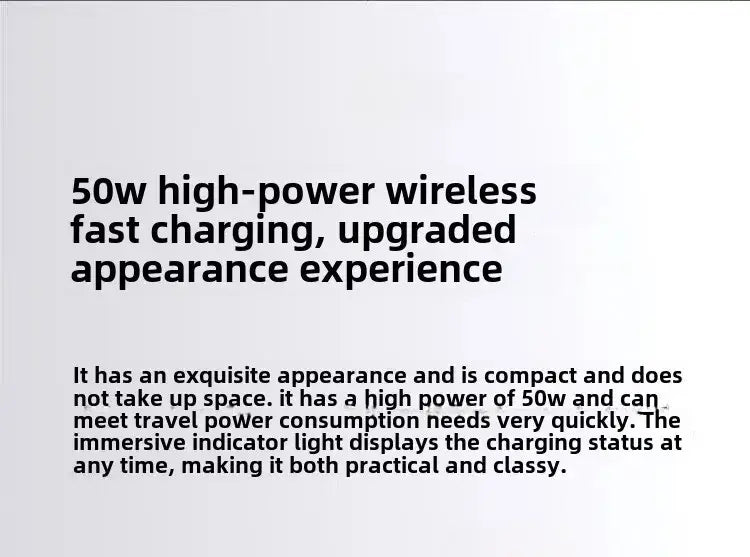 Cargador inalámbrico para coche Xiaomi de 50 W con montaje rápido, con un diseño elegante y compacto, carga rápida de alta potencia de 50 W e indicador luminoso envolvente para una carga inalámbrica eficiente en el coche.