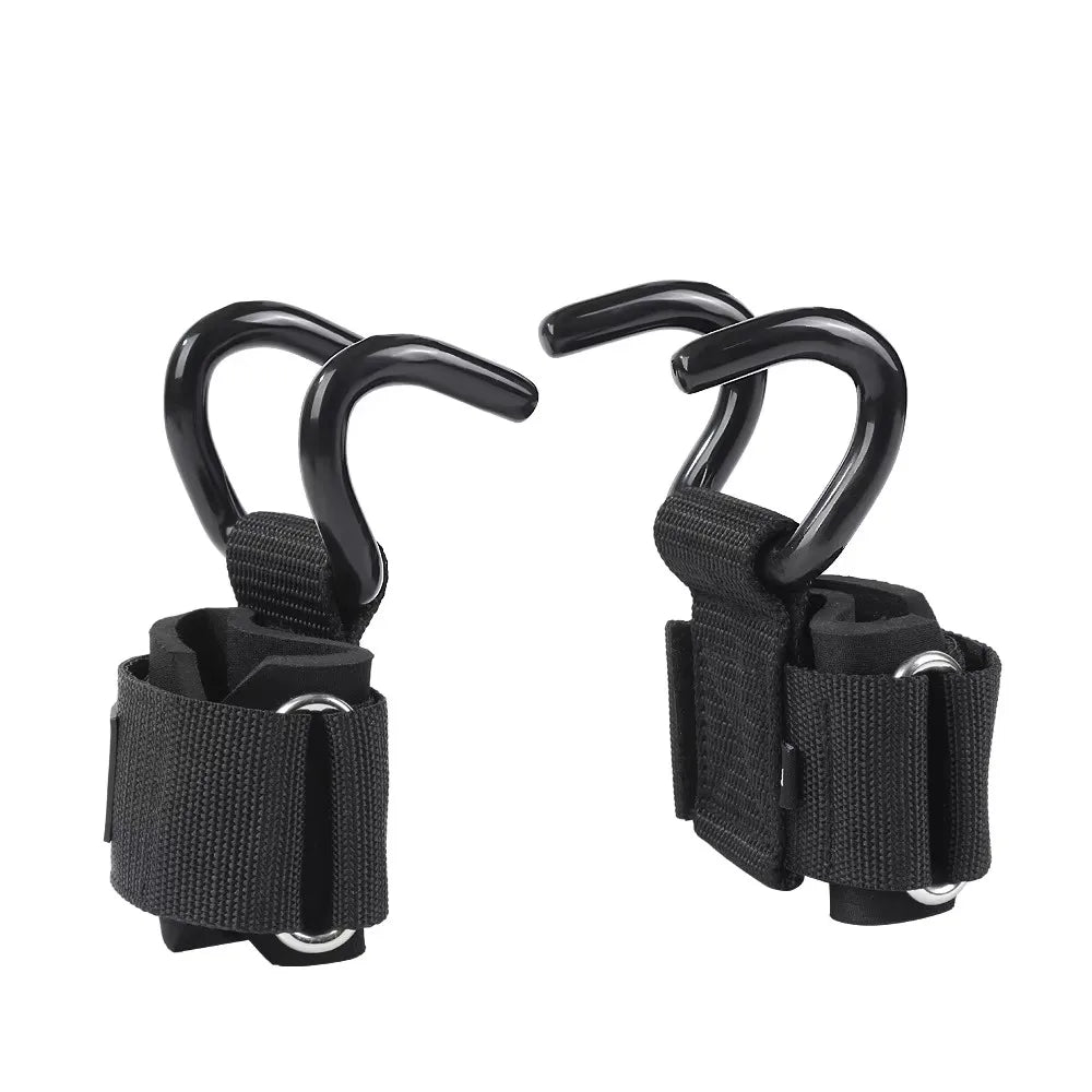 2Pcs Adjustable Grips Weight Lifting Hooks Strength Workout Black Wrist Weightlifting Straps Fitness Accessories