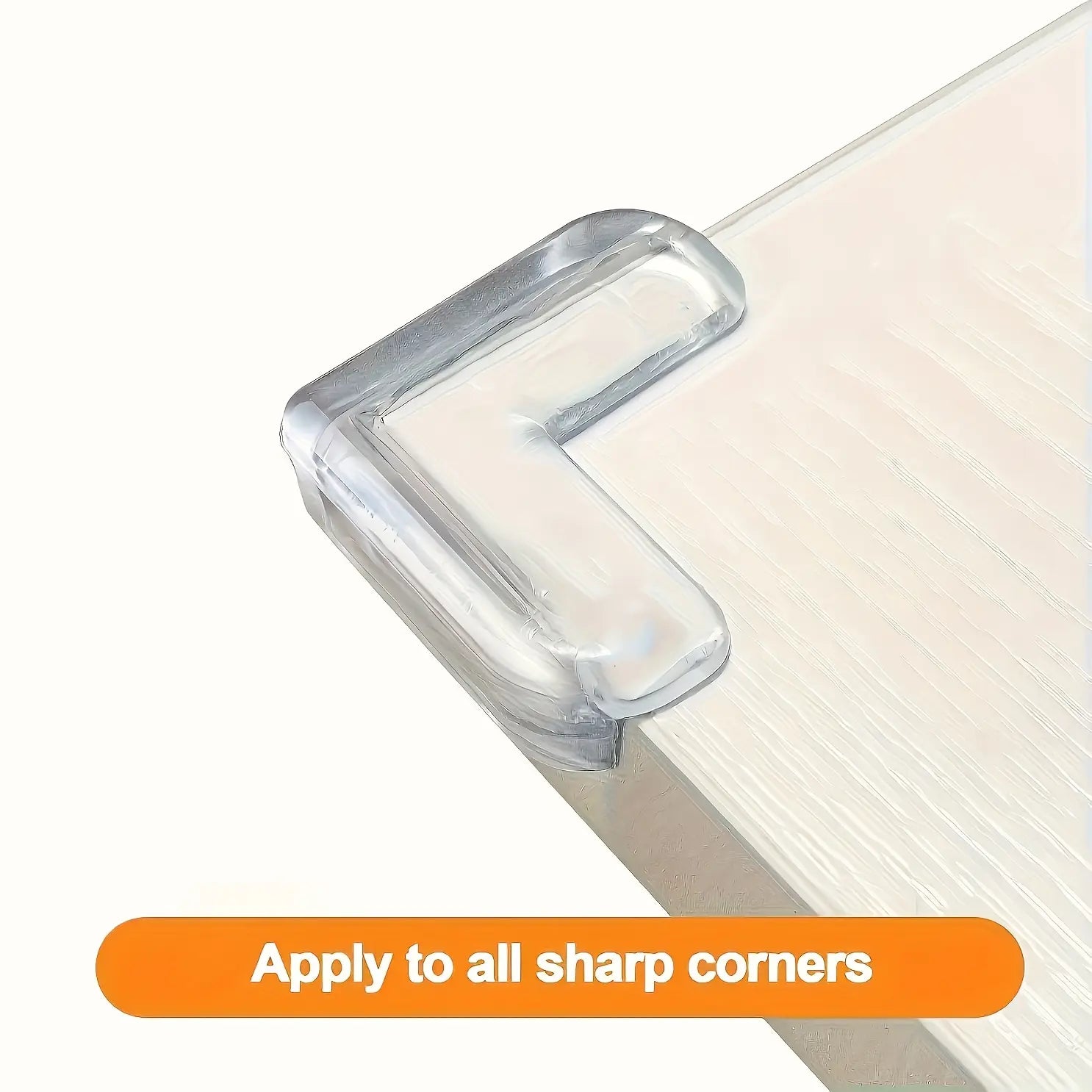 Protège-angle pour meubles en silicone transparent avec un design lisse et arrondi en forme de L, dans un matériau en plastique transparent, pour la sécurité et la protection.