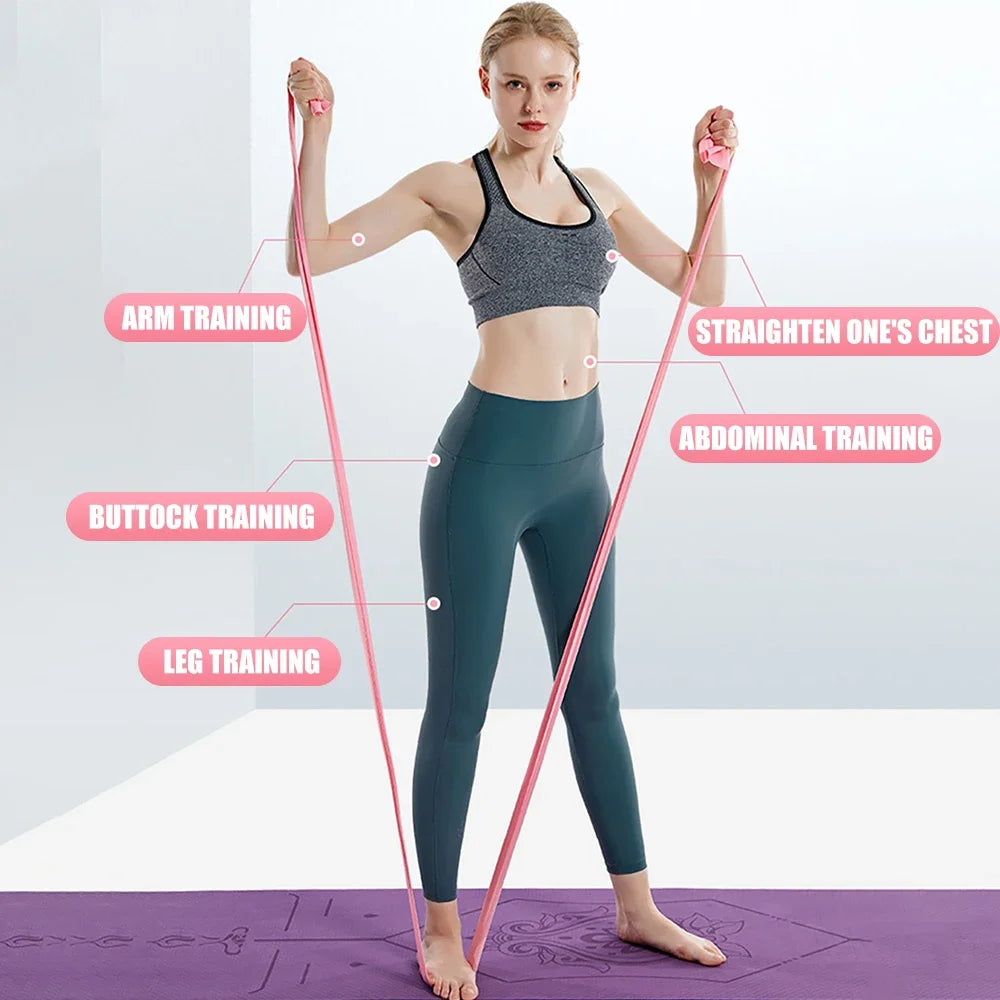 Length 200cm Yoga Pilates Stretch Resistance Band For Gym Fitness Exercise Band Training Elastic Rubber