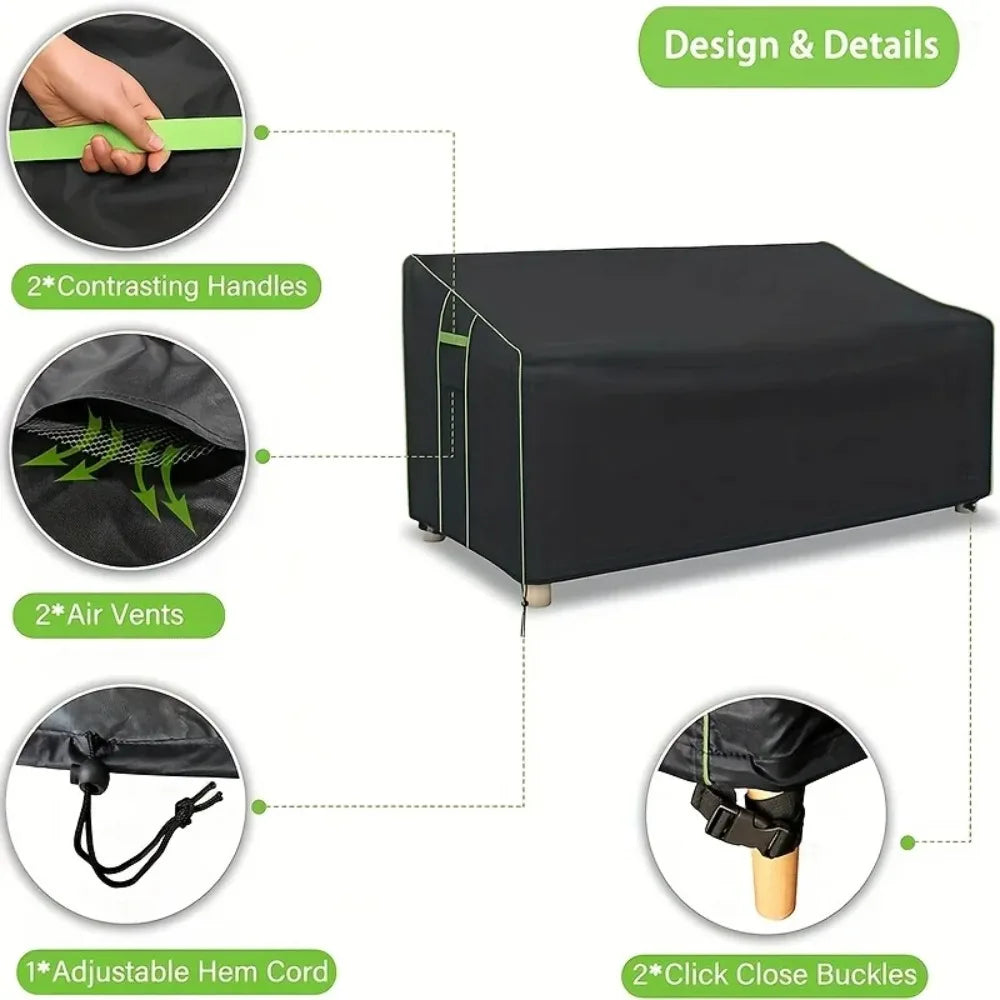 Outdoor Sofa Cover Waterproof Patio Furniture Protector 600D Heavy Duty UV Resistant Double Seat Cushion Cover for Garden
