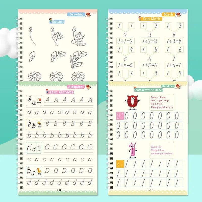 Sank Magic Practice Copybook Pen Preschools Kids Calligraphy English Verison Free Wiping Children Reusable Writing Book