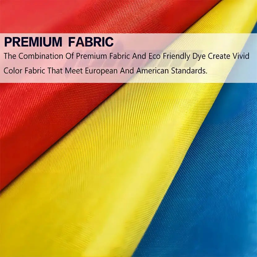 individuelle Polyester-Tapetenwandbehang-Kunst mit lebendiger roter, gelber und blauer Premium-Ripp-Polyesterstoff-Ausführung mit Schriftzug-Charakter-Design.