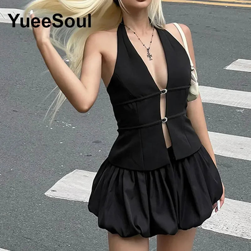 Sets for Women 2 Pieces Crop Tops Mini Skirts Y2K Outfit 2025 New Sweet Cute High Street Sexy Party Beach Women's Two Pieces Set