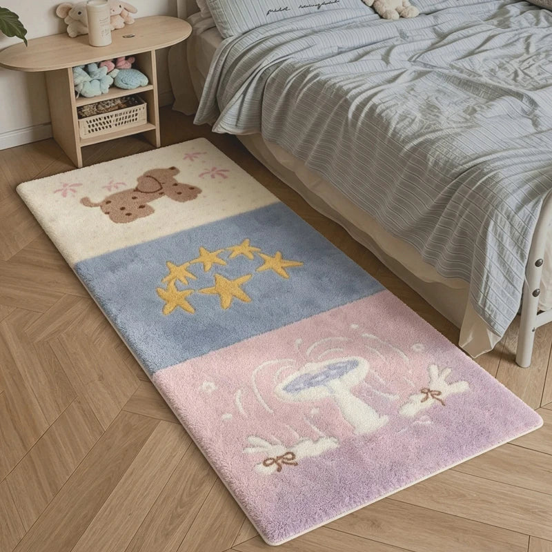 Bedroom Bedside Rug Soft Comfortable Floor Mat Dopamine Animal Print Carpet Sweet Girl Home Decor Rugs Alfombra de dormitorio