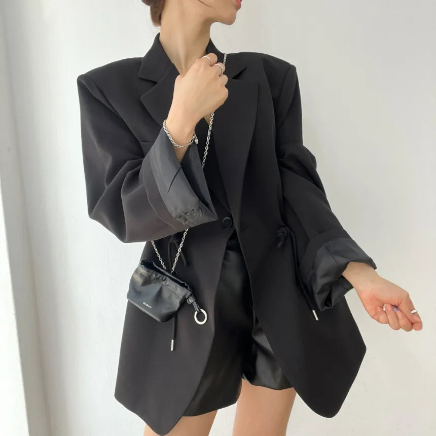 Casual Blazers Women Vintage Drawstring Waist Long Sleeve Outerwears Tailored Collar Coats Women Tops Office Lady Commuter Chic