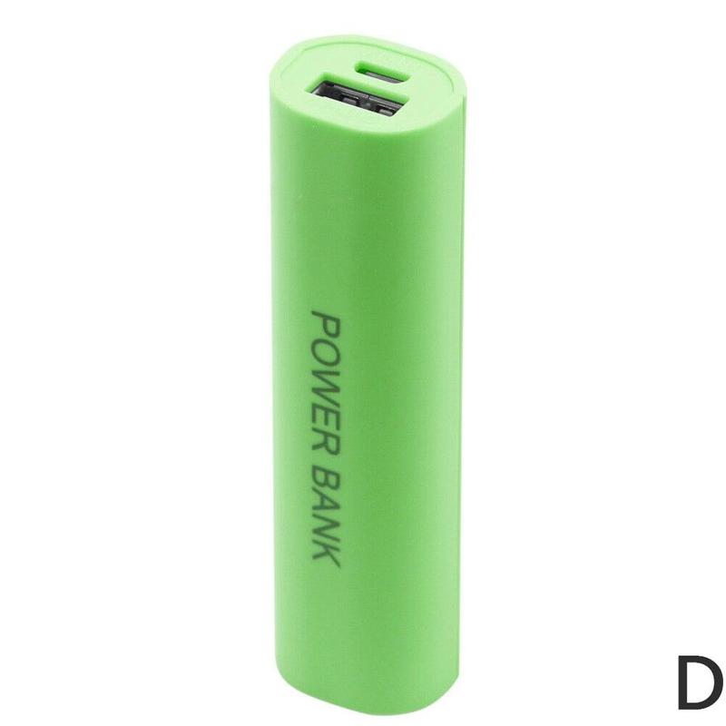 A lime green cylindrical power bank case with a matte finish and power bank printed vertically in black designed as a portable 18650 diy shell charger.