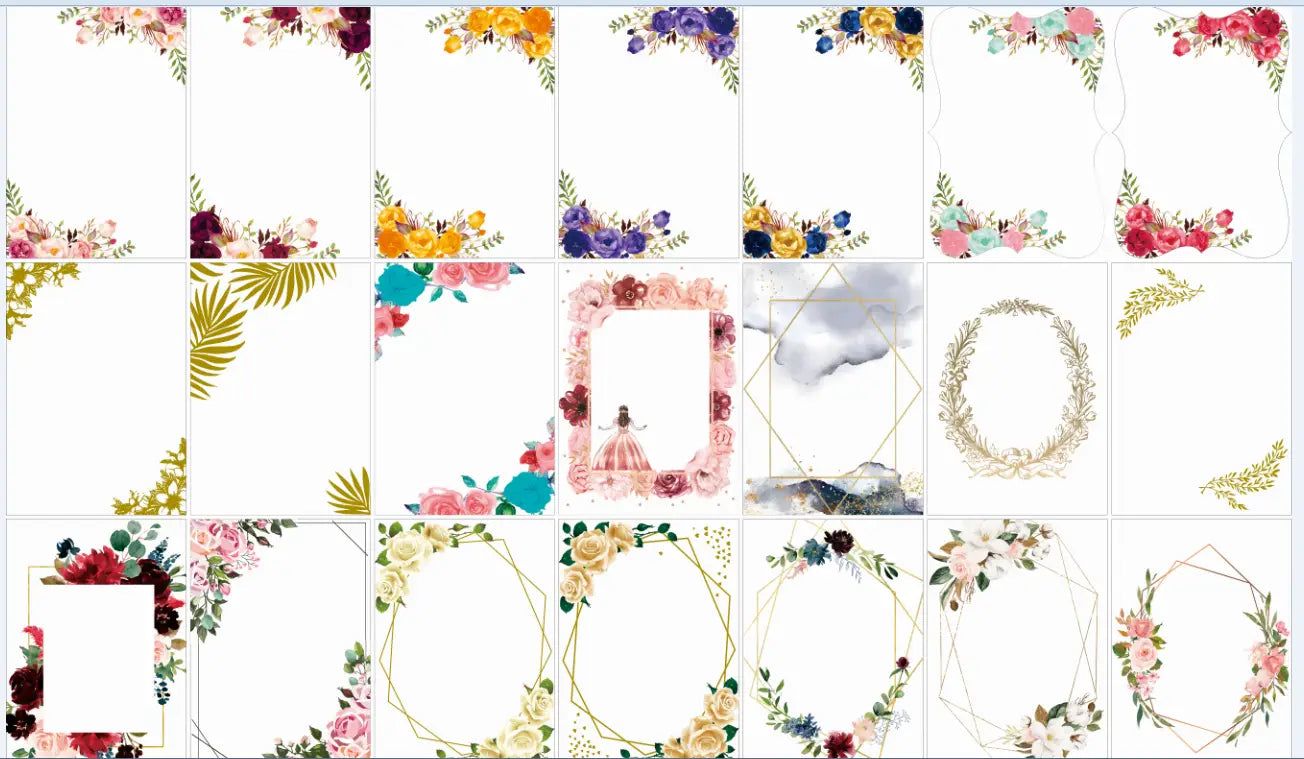 custom acrylic shabbat candle blessing souvenir featuring watercolor floral border designs in soft pastel and vibrant hues with delicate petals and greenery arranged along geometric frames.