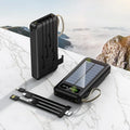 20000mAh Solar Power Bank Large Capacity Mobile Power Fast Charging Battery Dual USB 4 Cables with Mobile Phone Stand