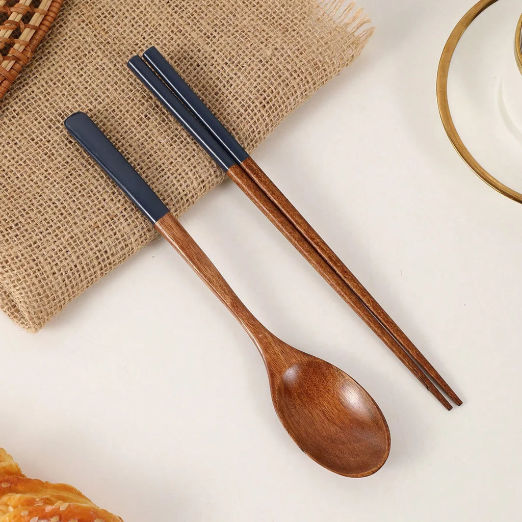 A Set of Colorful Wooden Spoons and Chopsticks Suitable for Everyday Use
