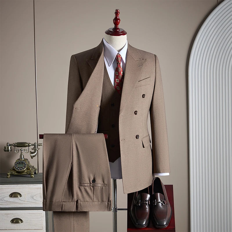 Wedding suits Mens Double Breasted Business Suit High End Boutique 3 Piece Wedding Suit Autumn Winter New Arrival Formal Attire